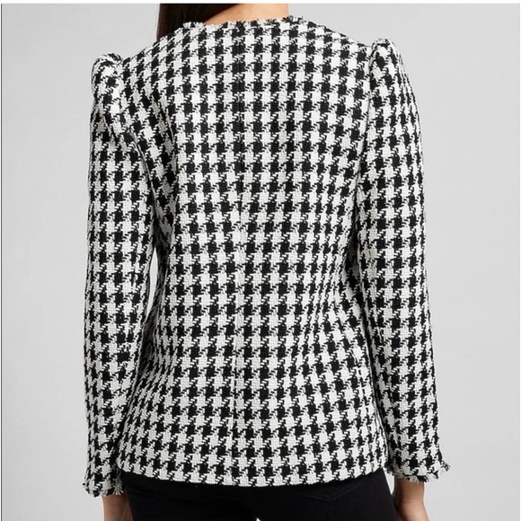 Express Tweed Houndstooth Puff Sleeve Blazer - Picture 5 of 10